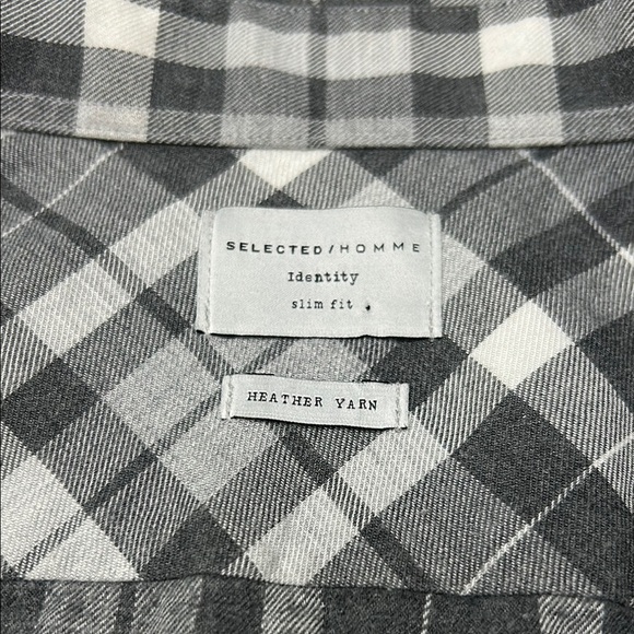 Selected Homme Grey Plaid Button Down Shirt - Picture 5 of 8